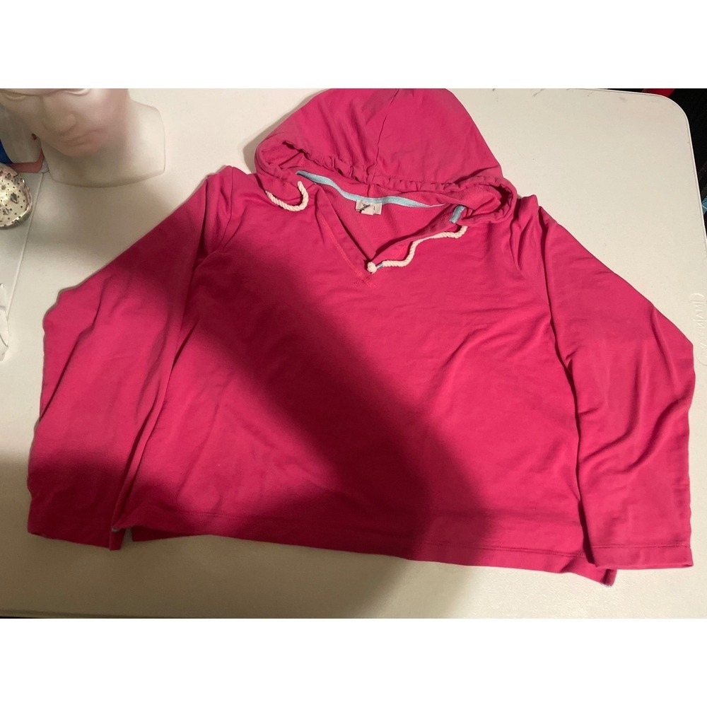 J.Crew Womens Pink French Terry Hoodie Long Sleeve Pullover Size L cropped